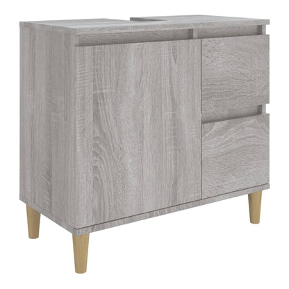 3 Piece Bathroom Cabinet Set Engineered Wood Grey sonoma