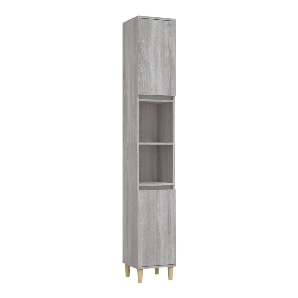 3 Piece Bathroom Furniture Set Engineered Wood Grey sonoma