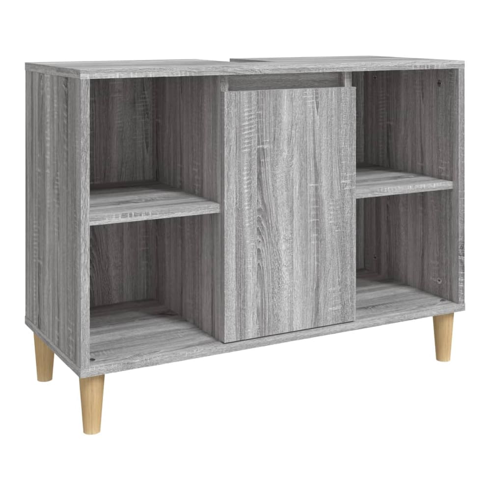 3 Piece Bathroom Furniture Set Engineered Wood Grey sonoma