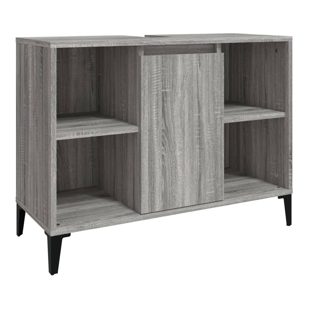 3 Piece Bathroom Furniture Set Engineered Wood Grey sonoma