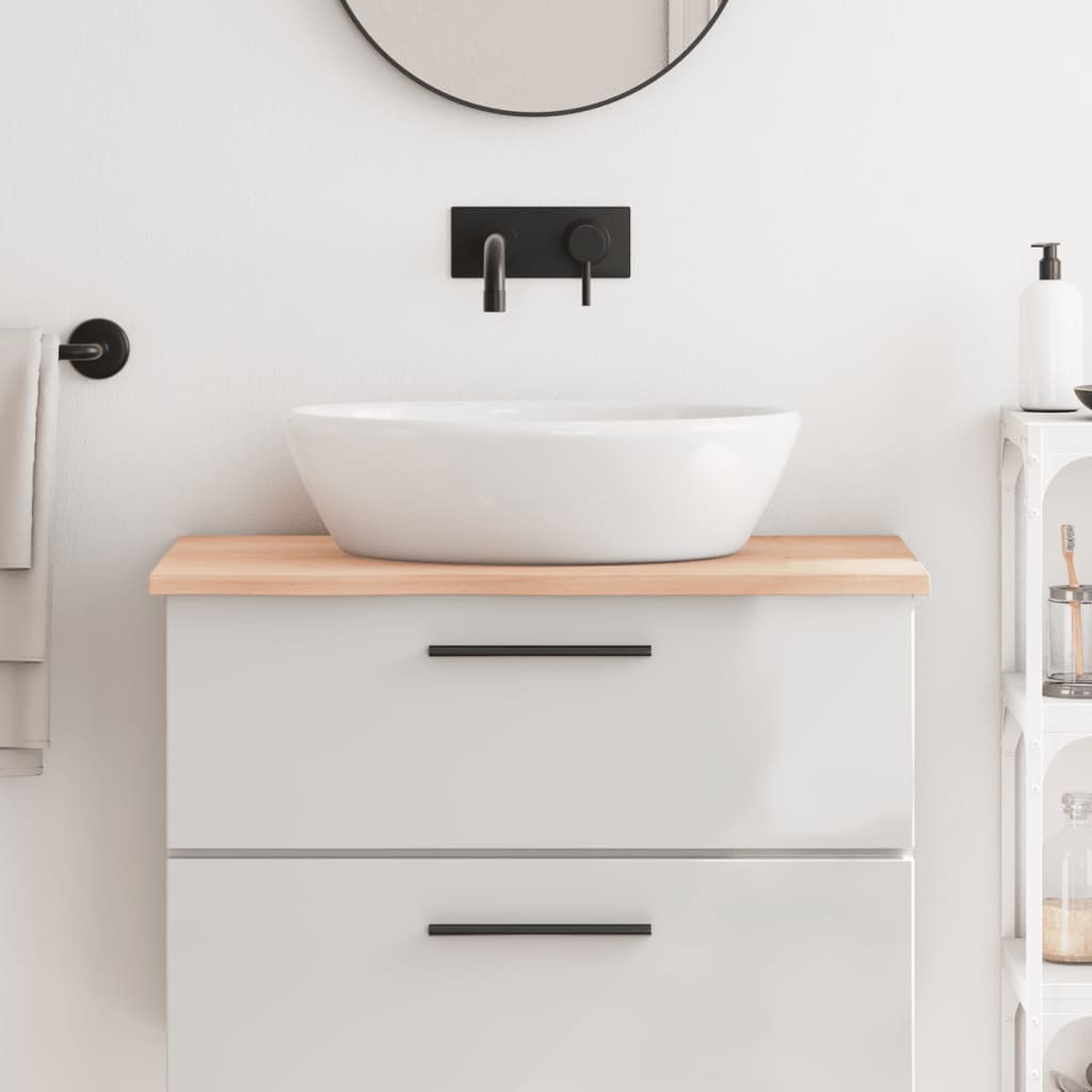 Bathroom Countertop Untreated Solid Wood Natural Height 2 cm 80 cm 50 cm