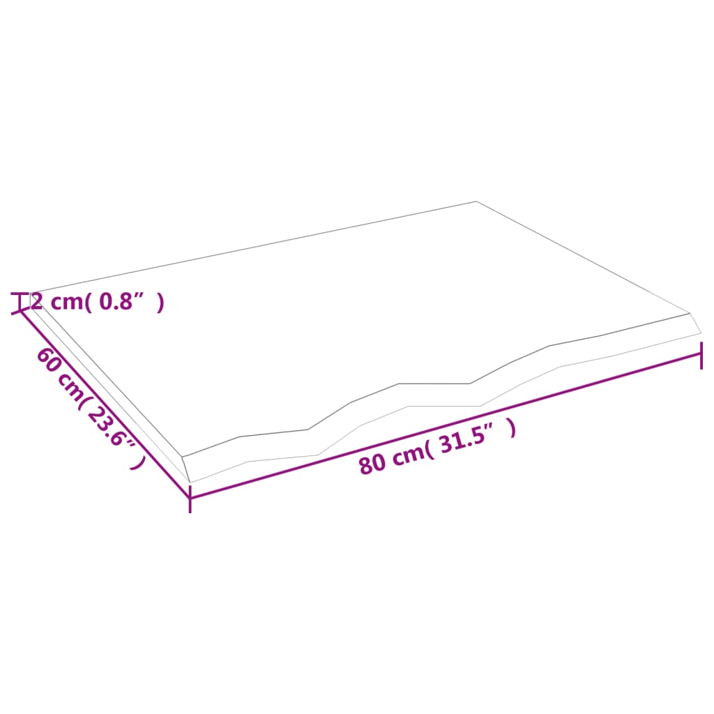 vidaXL Bathroom Countertop 80x60x2 cm Untreated Solid Wood 6