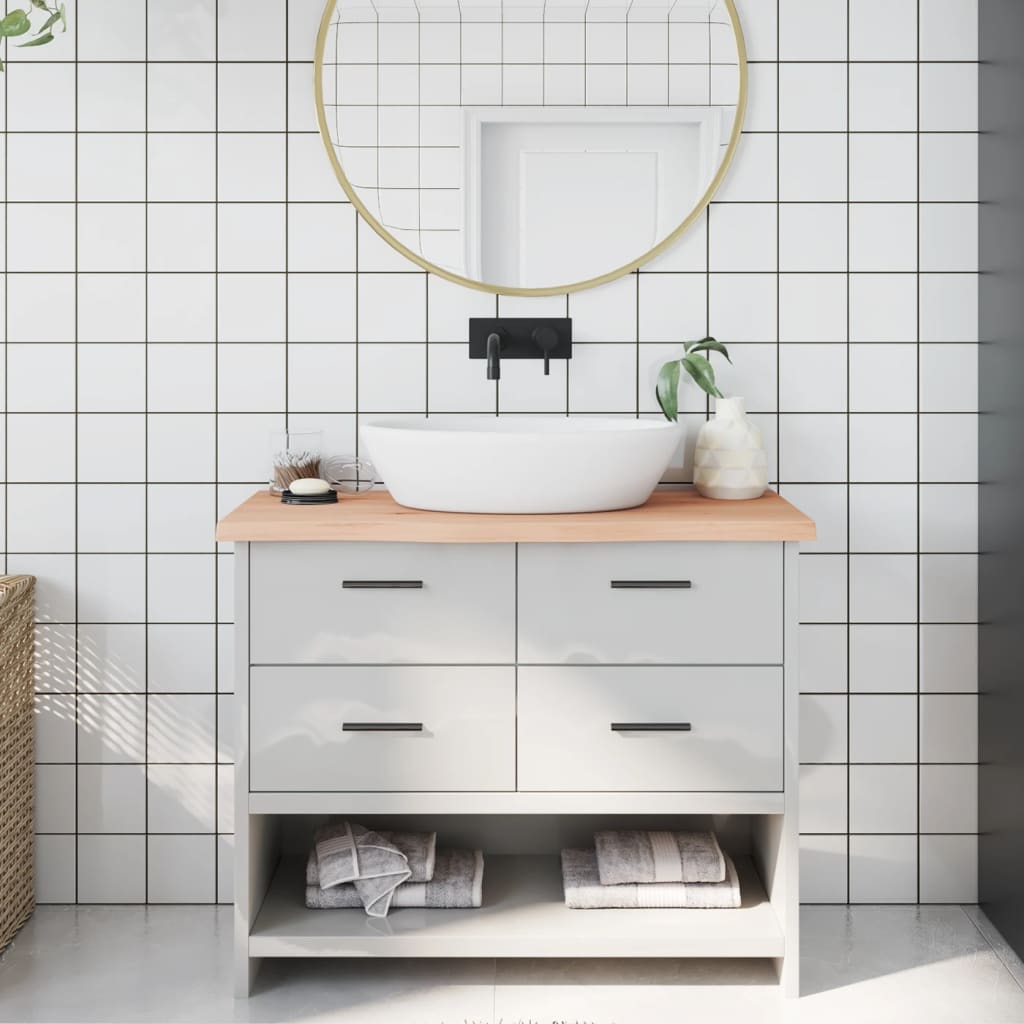 vidaXL Bathroom Countertop 100x40x(2-4) cm Untreated Solid Wood 1