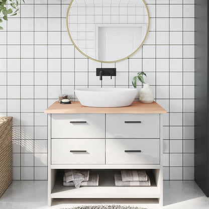 vidaXL Bathroom Countertop Untreated Solid Wood Natural Height 2 cm