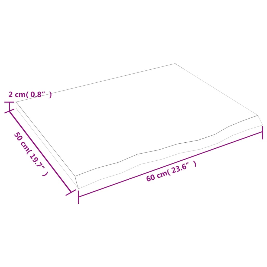 vidaXL Bathroom Countertop Light Brown 60x50x2 cm Treated Solid Wood 6