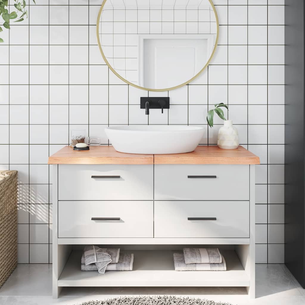 vidaXL Bathroom Countertop Light Brown 120x60x(2-4)cm Treated Solid Wood 1