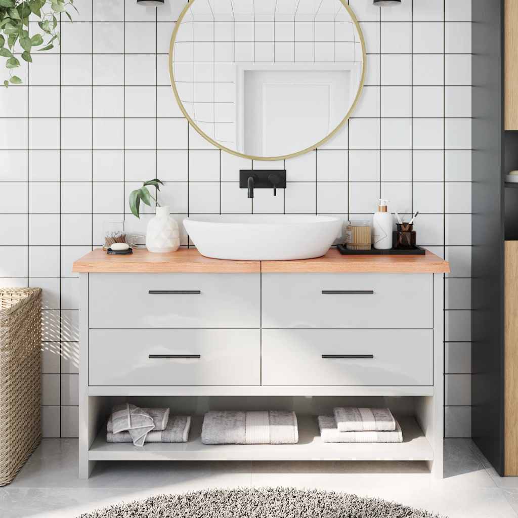 vidaXL Bathroom Countertop Light Brown 140x30x(2-4)cm Treated Solid Wood 1