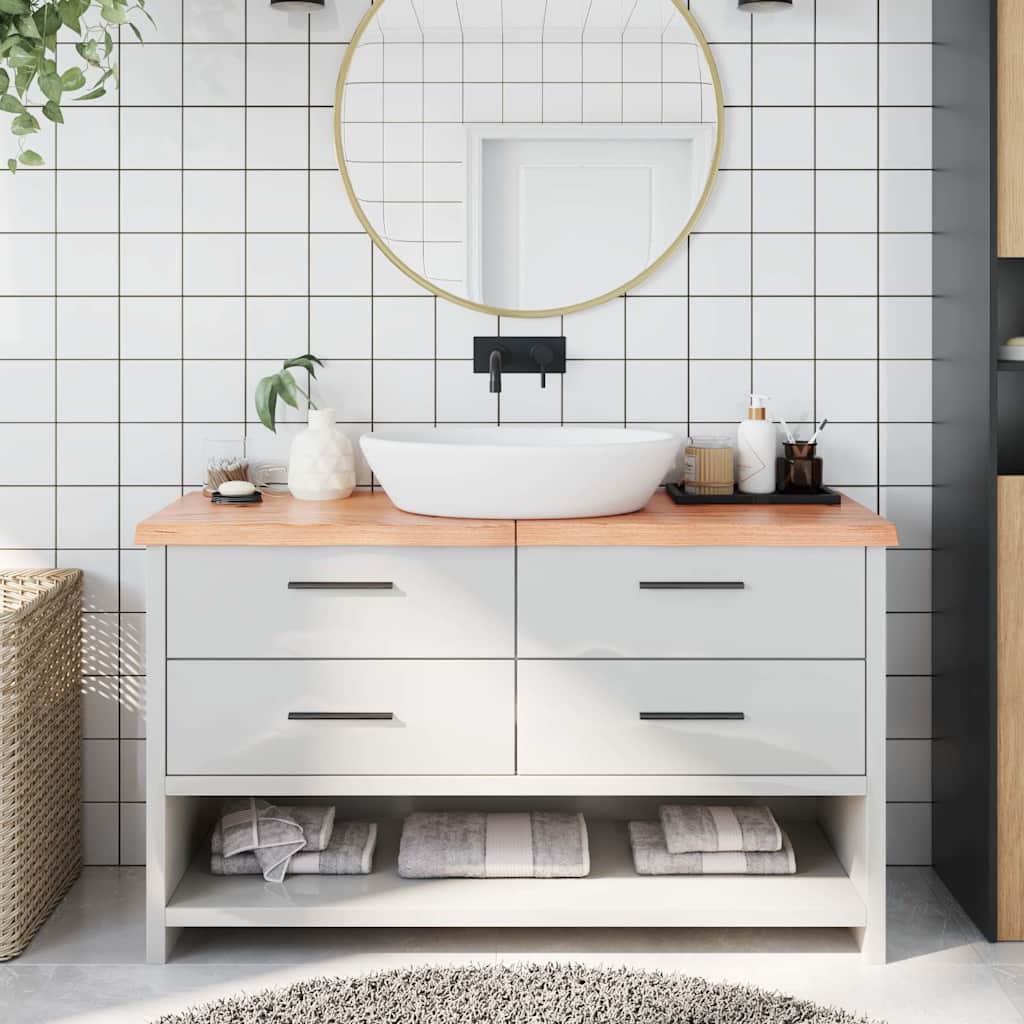 vidaXL Bathroom Countertop Light Brown 140x40x(2-4)cm Treated Solid Wood 1