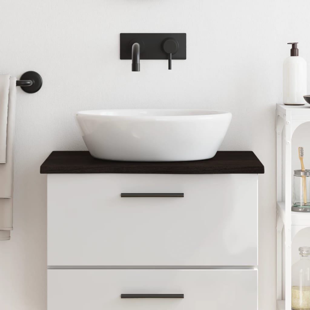 vidaXL Bathroom Countertop Dark Brown 60x50x2 cm Treated Solid Wood 1