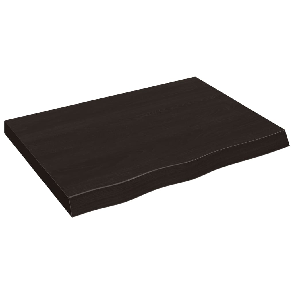 vidaXL Bathroom Countertop Dark Brown 80x60x(2-6) cm Treated Solid Wood 2