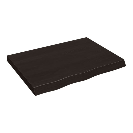 Bathroom Countertop 100x60x(2-6) Solid Wood Dark brown Height 6 cm Depth 60 cm 80 cm