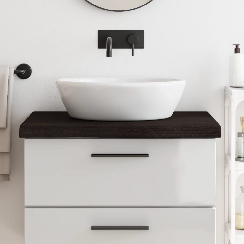 vidaXL Bathroom Countertop Dark Brown 80x60x(2-6) cm Treated Solid Wood 1