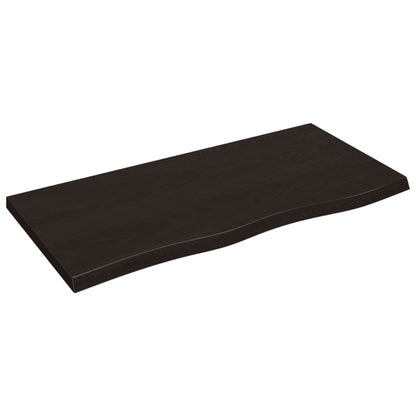 vidaXL Bathroom Countertop Dark Brown 100x50x(2-4) cm Treated Solid Wood 2
