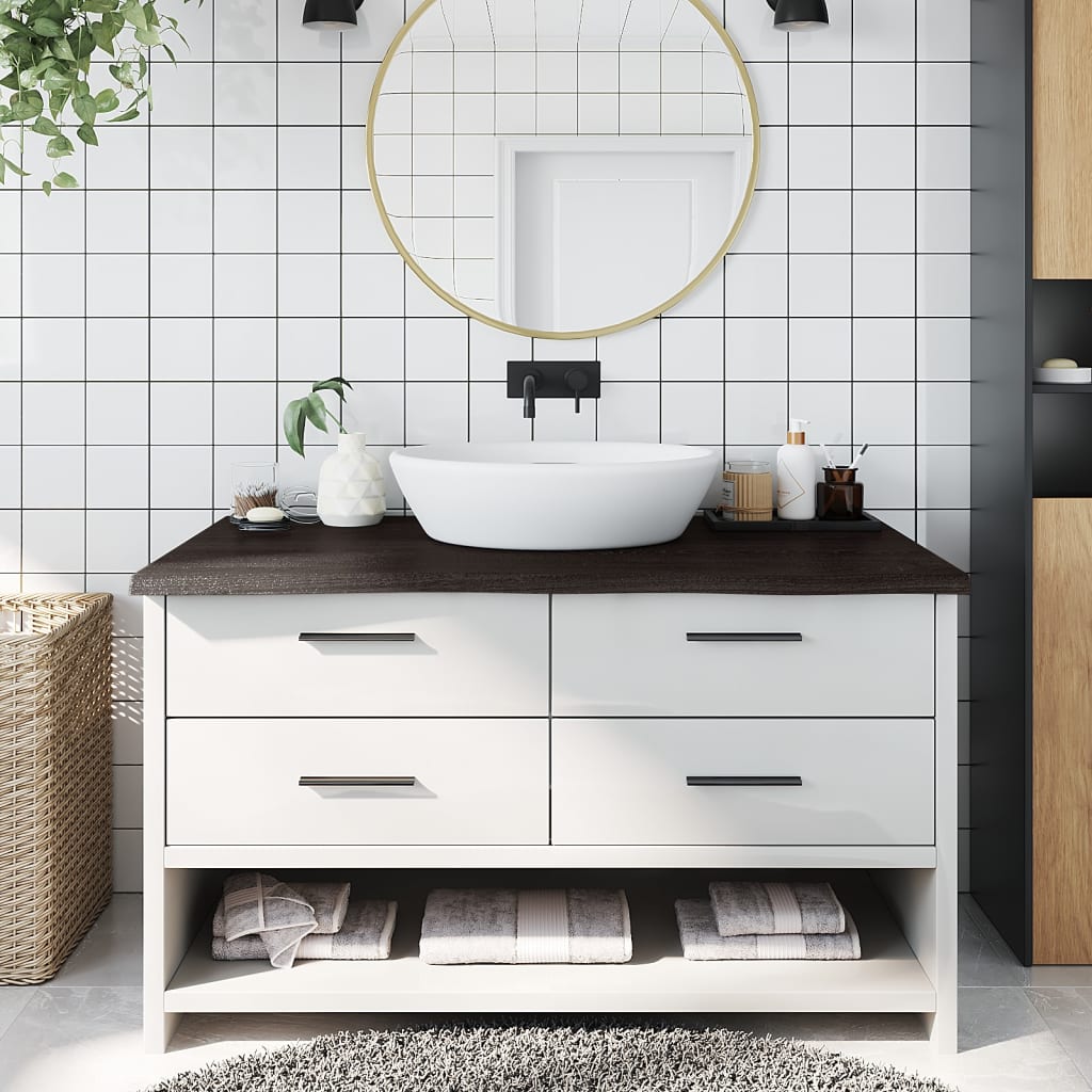 vidaXL Bathroom Countertop Dark Brown 100x50x(2-4) cm Treated Solid Wood 1