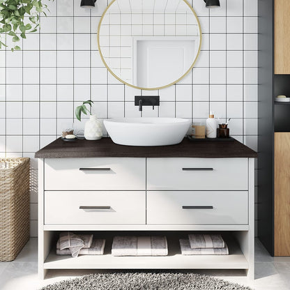 vidaXL Bathroom Countertop Dark Brown 100x50x(2-4) cm Treated Solid Wood 1