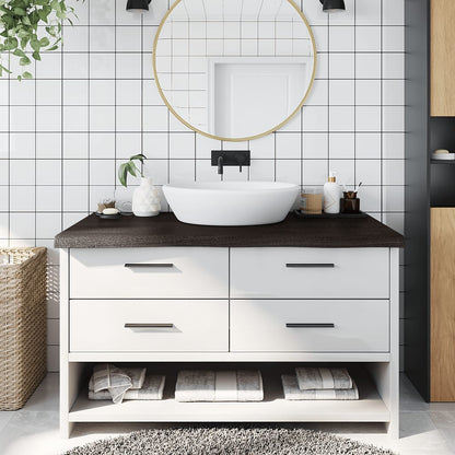 vidaXL Bathroom Countertop Dark Brown 100x50x(2-6) cm Treated Solid Wood 1