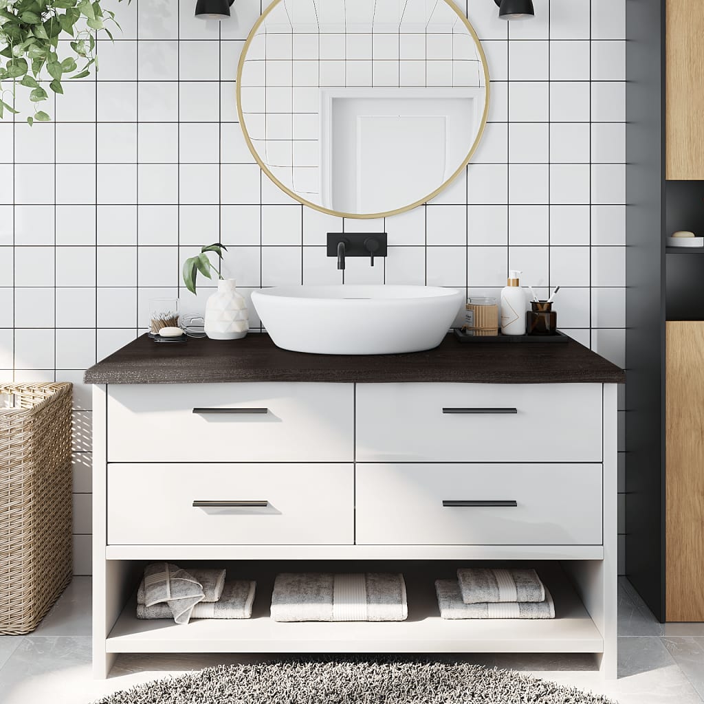 vidaXL Bathroom Countertop Dark Brown 100x60x(2-4) cm Treated Solid Wood 1