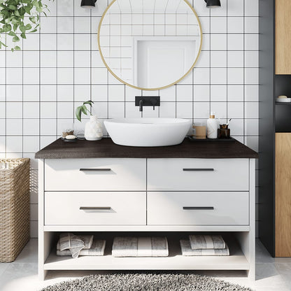 vidaXL Bathroom Countertop Dark Brown 100x60x(2-4) cm Treated Solid Wood 1