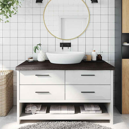 Bathroom Countertop 100x60x(2-6) Solid Wood Dark brown Height 6 cm Depth 60 cm 100 cm