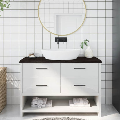vidaXL Bathroom Countertop Dark Brown 120x50x(2-4) cm Treated Solid Wood 1