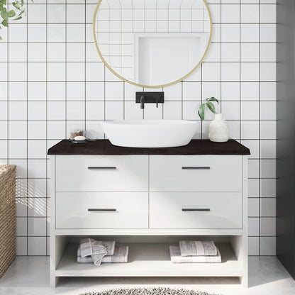 vidaXL Bathroom Countertop Dark Brown 120x60x(2-4) cm Treated Solid Wood 1