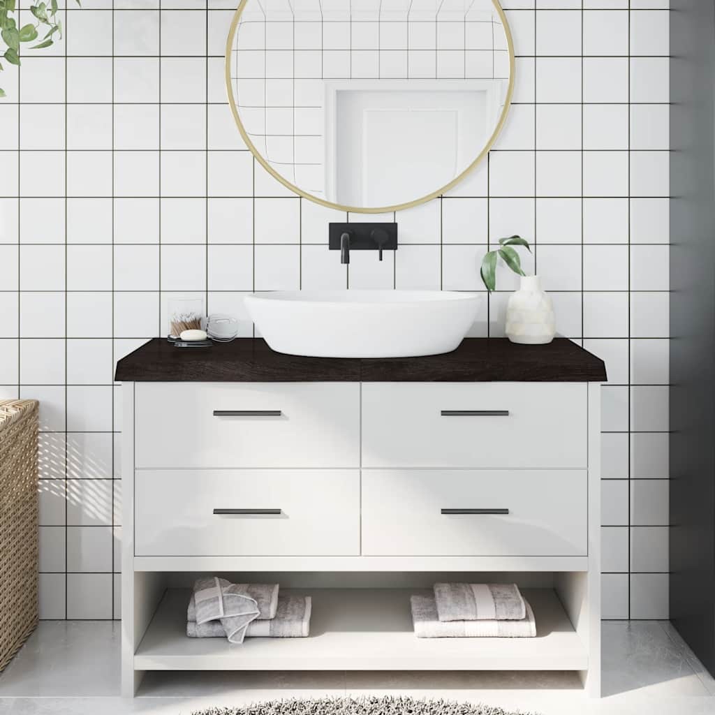 vidaXL Bathroom Countertop 100x60x(2-6) Solid Wood Dark Brown