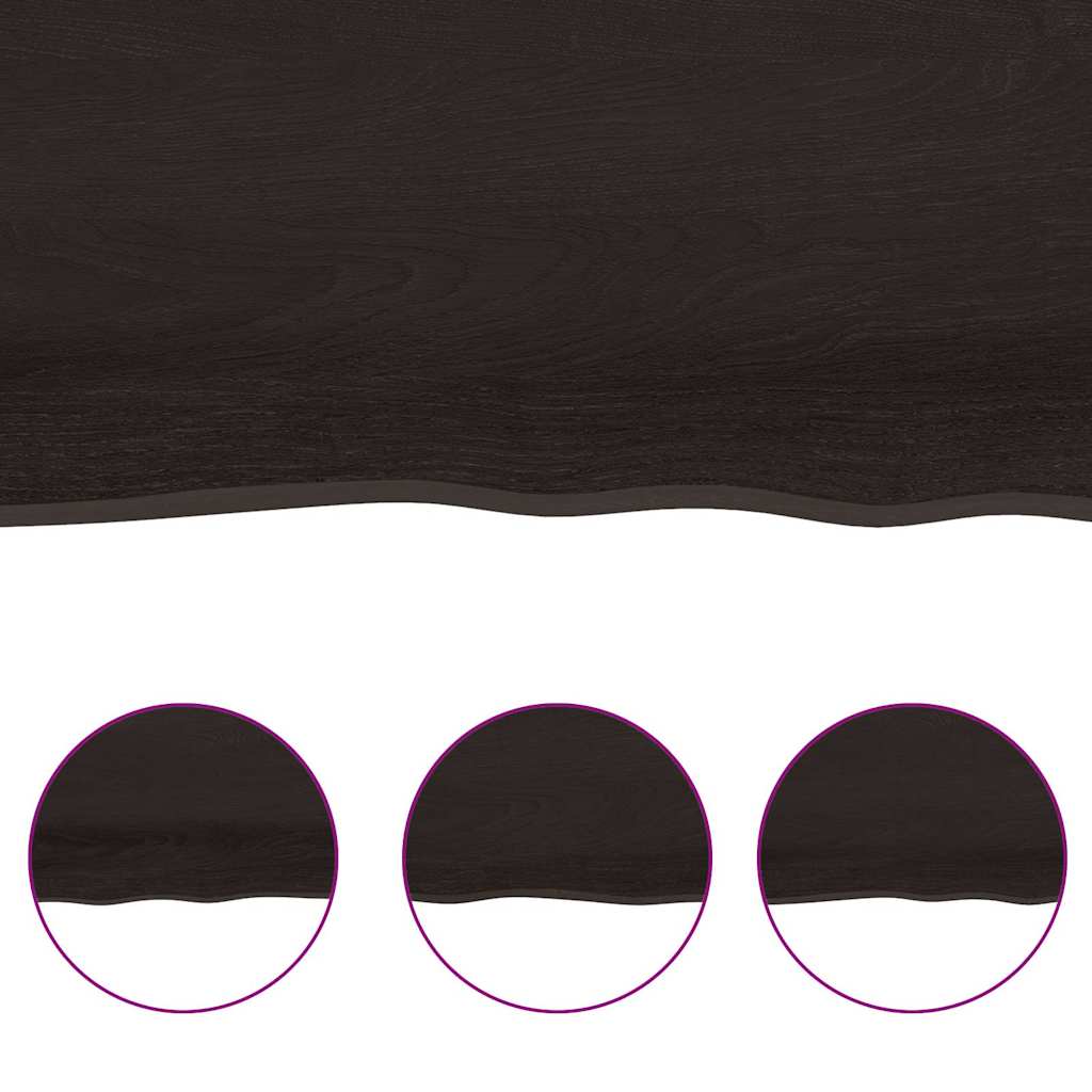 vidaXL Bathroom Countertop Dark Brown 140x50x(2-4) cm Treated Solid Wood 6