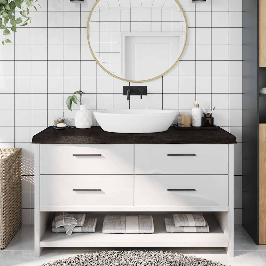 vidaXL Bathroom Countertop 100x60x(2-6) Solid Wood Dark Brown