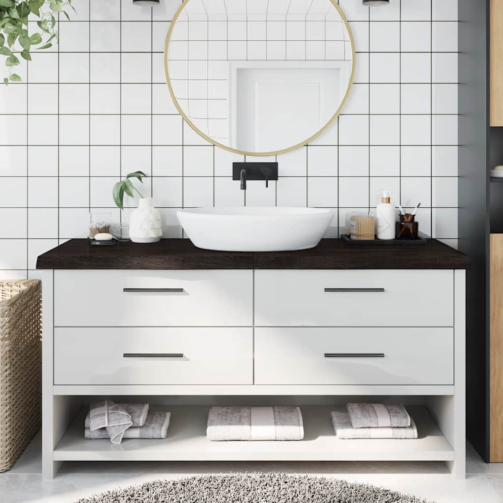 vidaXL Bathroom Countertop 100x60x(2-6) Solid Wood Dark Brown