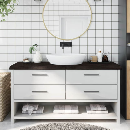 vidaXL Bathroom Countertop 100x60x(2-6) Solid Wood Dark Brown