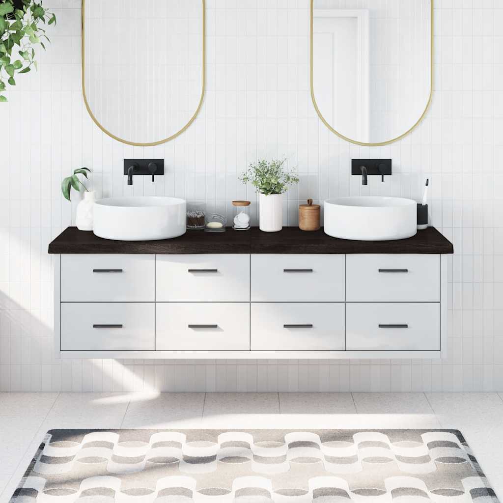 vidaXL Bathroom Countertop 100x60x(2-6) Solid Wood Dark Brown