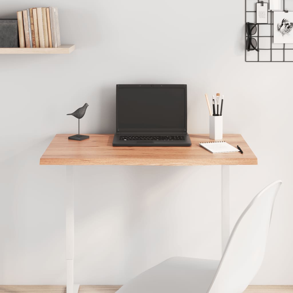 vidaXL Table Top Light Brown 80x40x2 cm Treated Solid Wood Oak 1