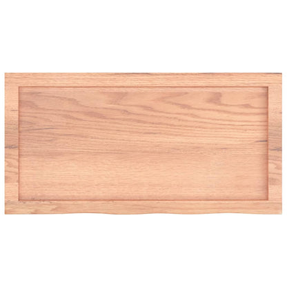 Table Top 60x40x(2-4) Treated Solid Wood Oak Light brown Depth 40 cm Height 4 cm 80 cm