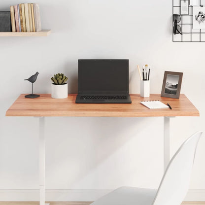 Table Top Treated Solid Wood Oak Light Brown Depth 50 cm Height 2 cm 100 cm