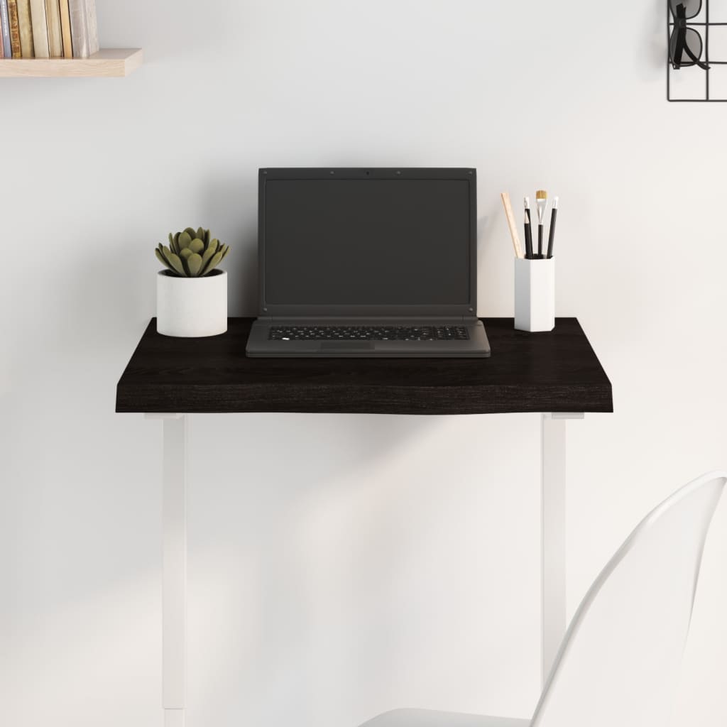 vidaXL Table Top Dark Brown 60x50x(2-4) cm Treated Solid Wood Oak 1