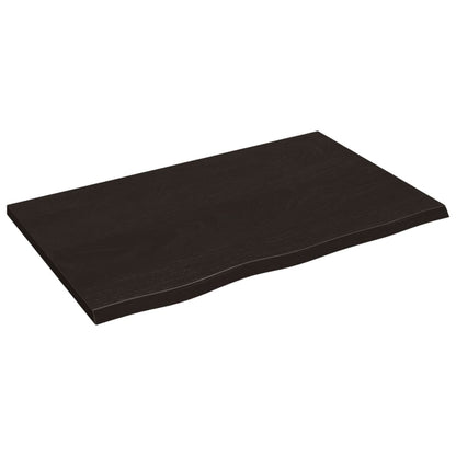 Table Top Treated Solid Wood Oak Dark brown Depth 50 cm Height 2 cm 80 cm