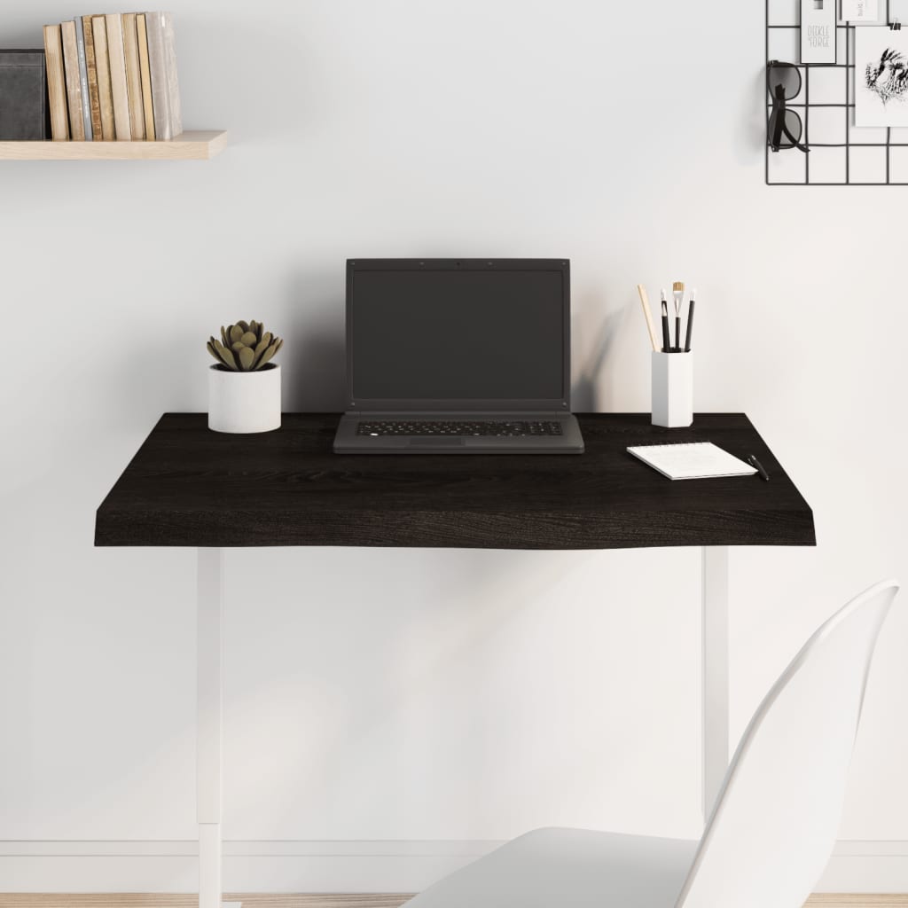 vidaXL Table Top Dark Brown 80x60x(2-6) cm Treated Solid Wood Oak 1
