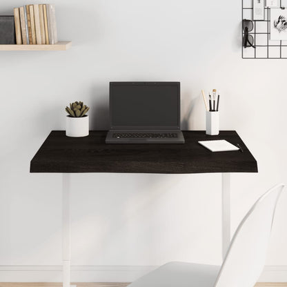vidaXL Table Top Dark Brown 80x60x(2-6) cm Treated Solid Wood Oak 1