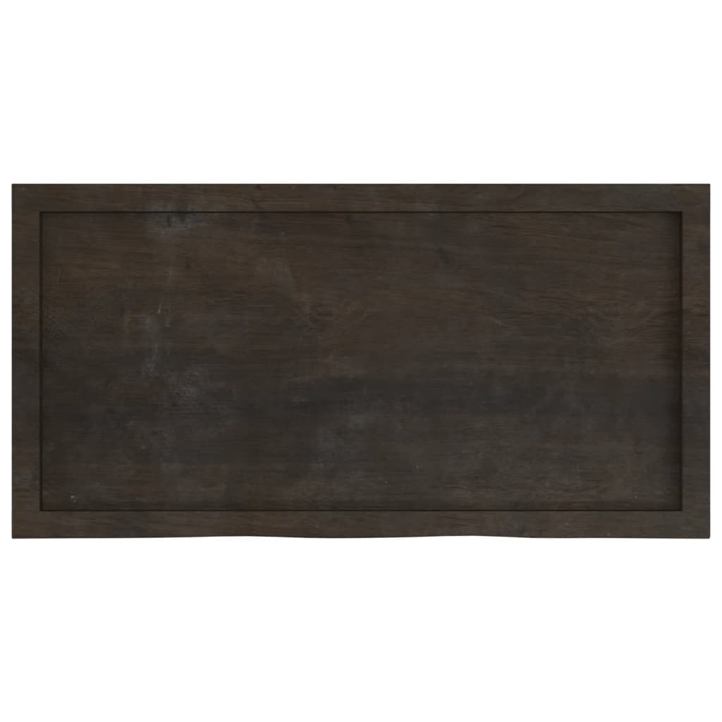 vidaXL Table Top Dark Brown 100x50x(2-4) cm Treated Solid Wood Oak 4