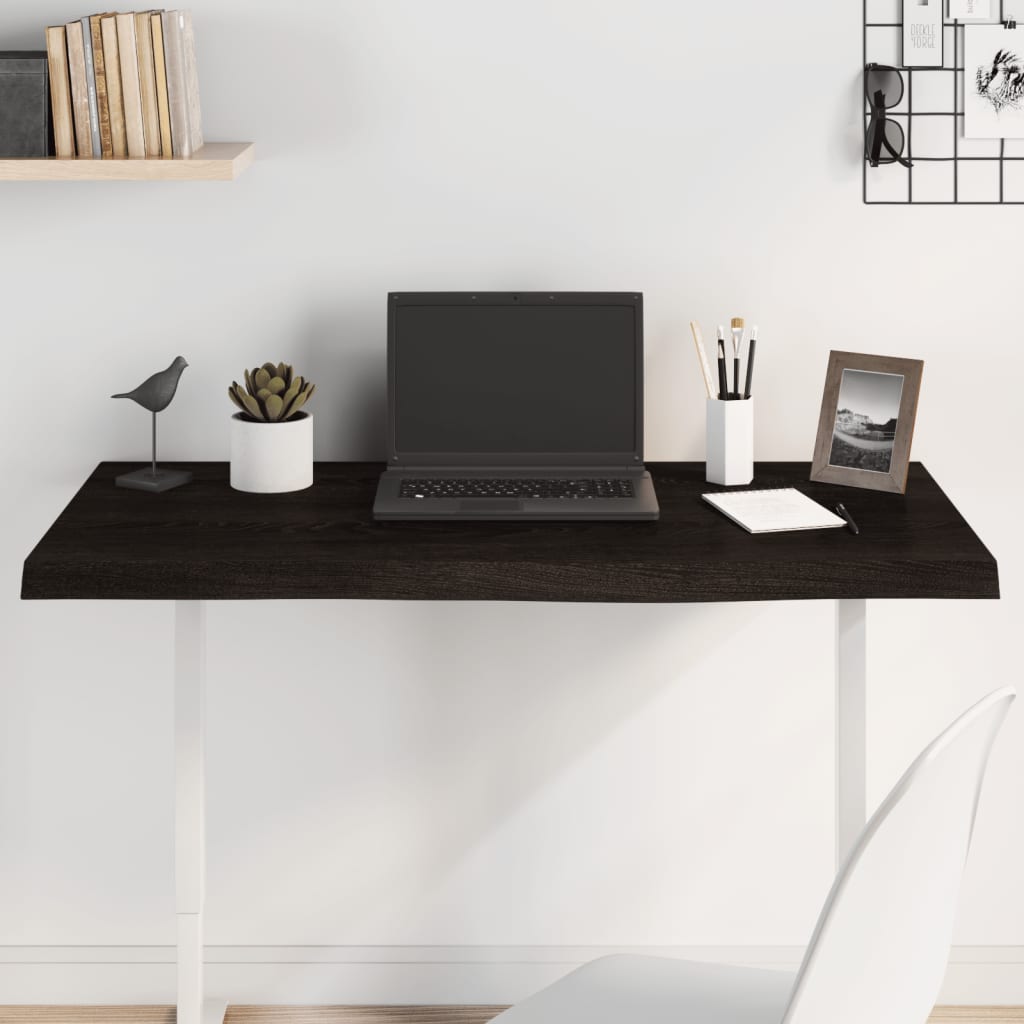 vidaXL Table Top Dark Brown 100x50x(2-4) cm Treated Solid Wood Oak 1