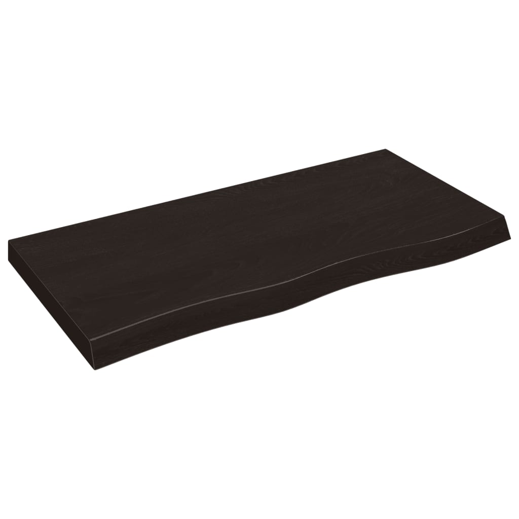vidaXL Table Top Dark Brown 100x50x(2-6) cm Treated Solid Wood Oak 2