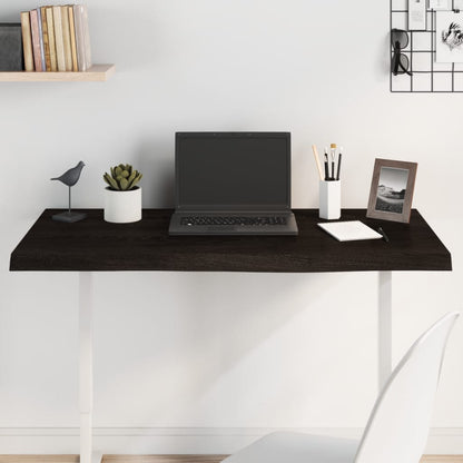 vidaXL Table Top Dark Brown 100x50x(2-6) cm Treated Solid Wood Oak 1