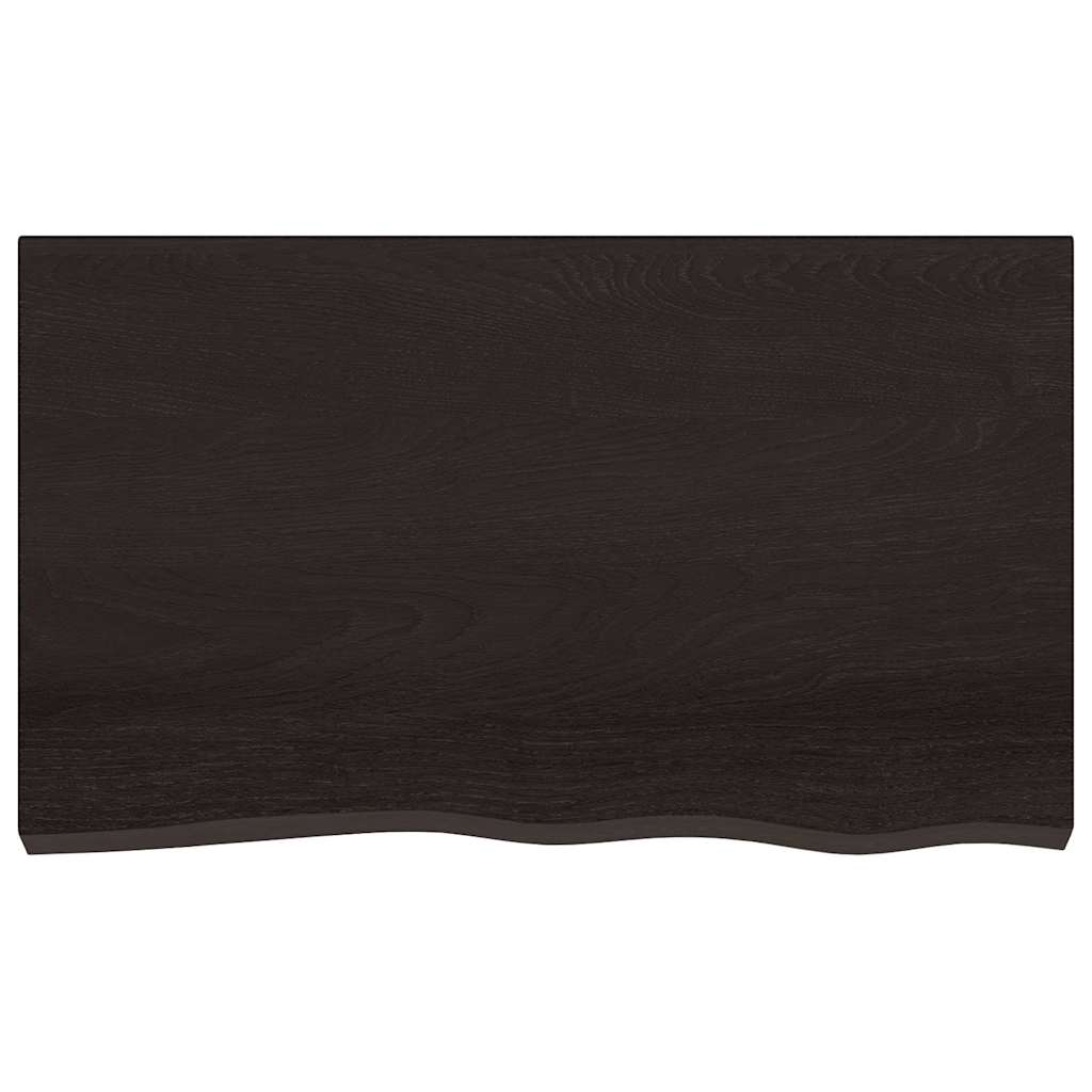 Table Top Dark Brown Treated Solid Wood Oak