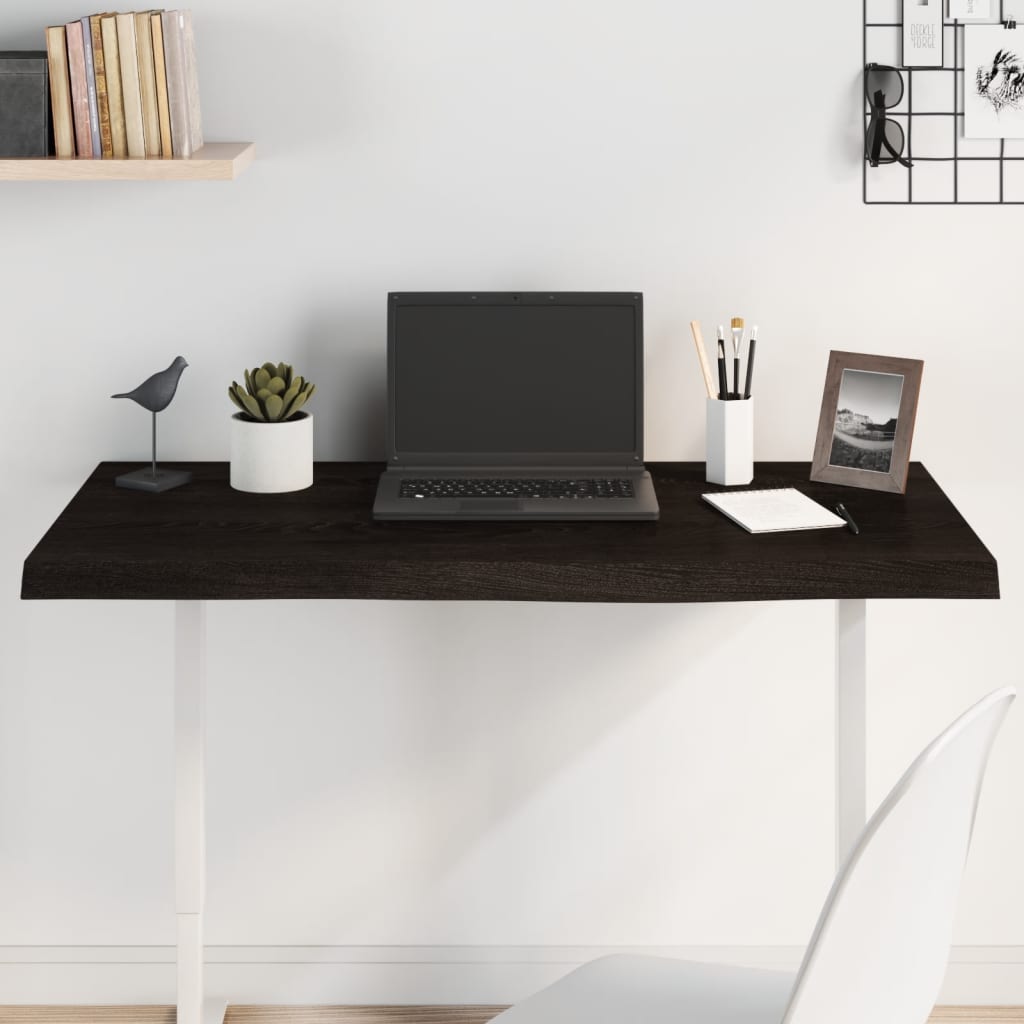 vidaXL Table Top Dark Brown 100x60x(2-4) cm Treated Solid Wood Oak 1