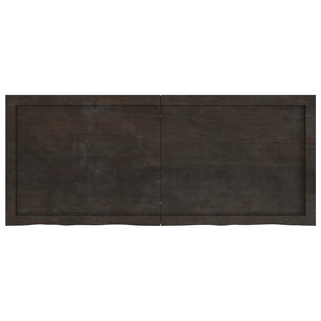 vidaXL Table Top Dark Brown 120x50x(2-4) cm Treated Solid Wood Oak 2