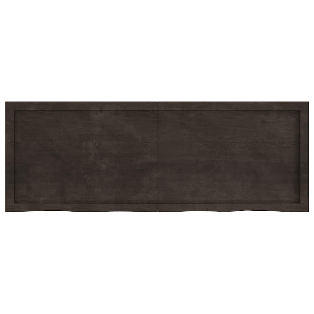 vidaXL Table Top Dark Brown 140x50x(2-4) cm Treated Solid Wood Oak 2
