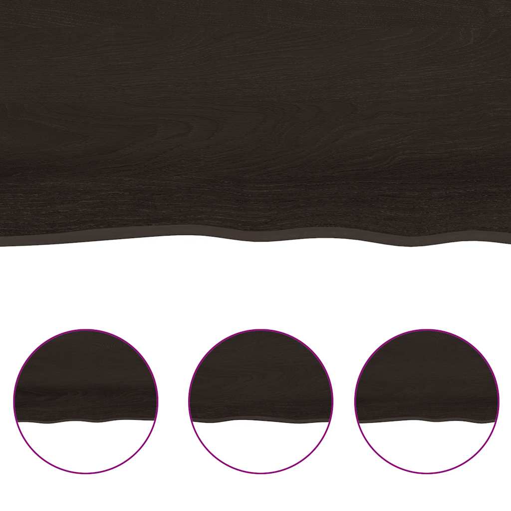 vidaXL Table Top Dark Brown 140x50x(2-4) cm Treated Solid Wood Oak 5