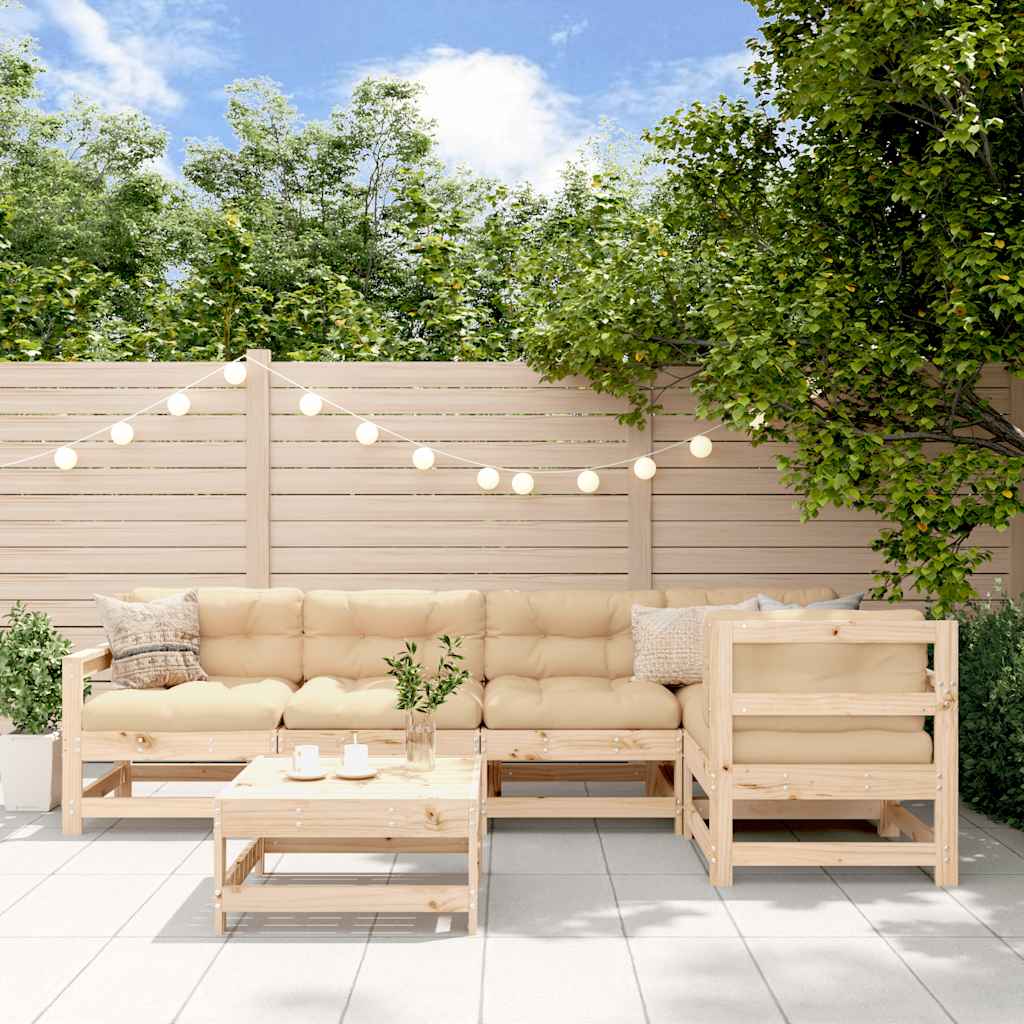Garden Lounge Set 6 pcs Solid Pine Wood Natural pine