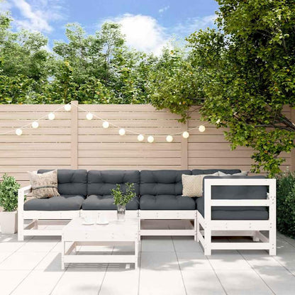 Garden Lounge Set 6 pcs Solid Pine Wood White pine