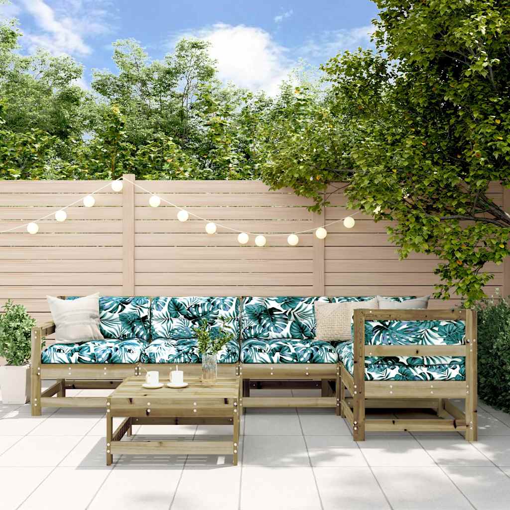 Garden Lounge Set 6 pcs Solid Pine Wood Natural impregnated